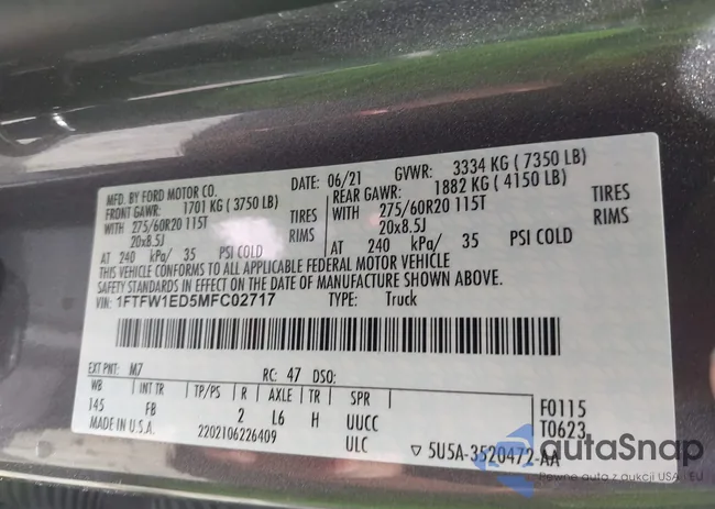 1FTFW1ED5MFC02717: 42221030