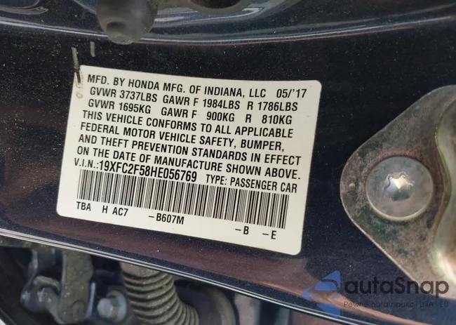 19XFC2F58HE056769: 42221111