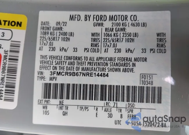 3FMCR9B67NRE14484: 42221112