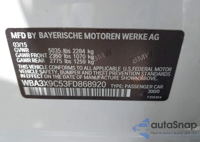 WBA3X9C53FD868920: 42221368