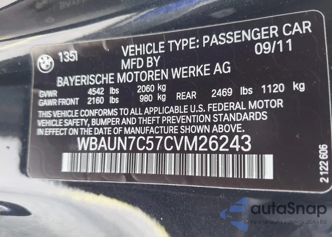 WBAUN7C57CVM26243: 42222452