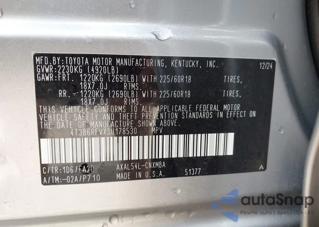 4T3B6RFVXSU178530: 42222674