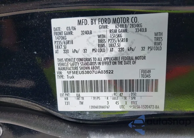 1FMEU53807UA03522: 42222860