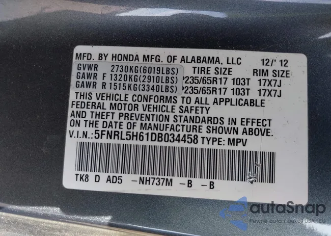 5FNRL5H61DB034458: 42222886