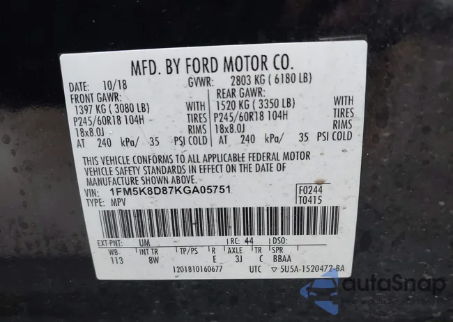 1FM5K8D87KGA05751: 42222012