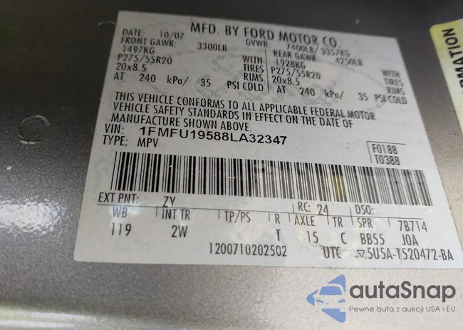 1FMFU19588LA32347: 42222100