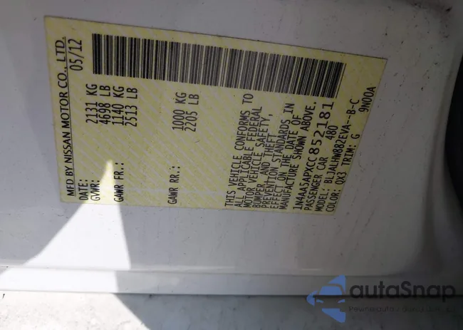 1N4AA5APXCC852181: 42222122