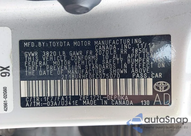 2T1BURHE0EC075070: 42222246