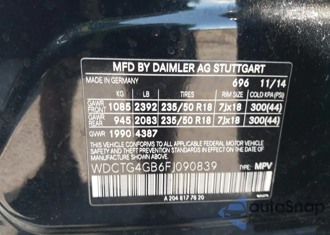 WDCTG4GB6FJ090839: 42222319