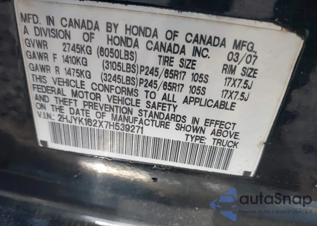 2HJYK162X7H539271: 42223619