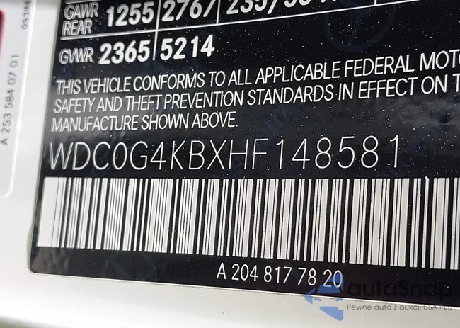 WDC0G4KBXHF148581: 42223830