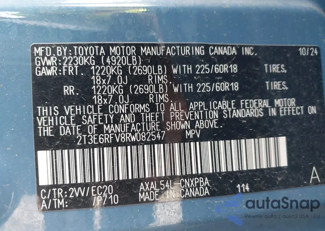 2T3E6RFV8RW082547: 42223843