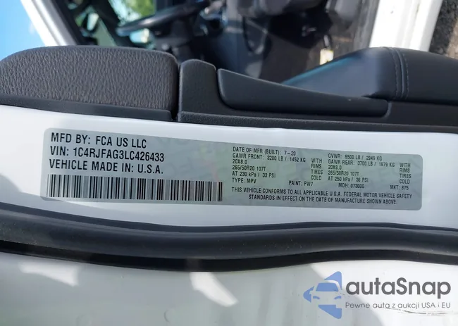 1C4RJFAG3LC426433: 42223947