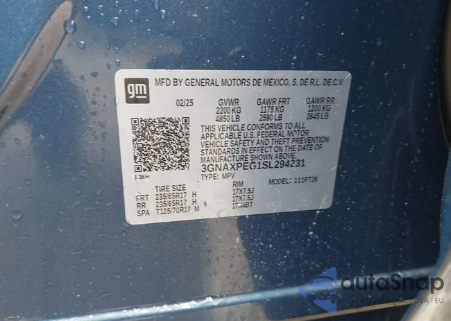 3GNAXPEG1SL294231: 42223110