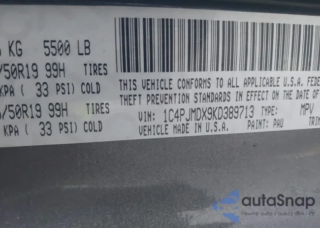 1C4PJMDX9KD389713: 42224851