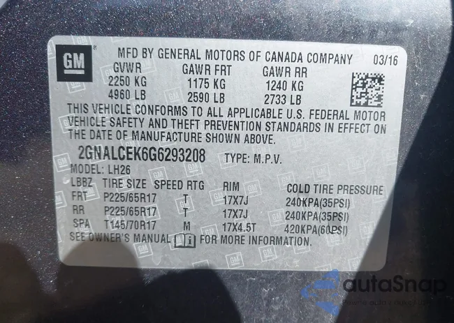 2GNALCEK6G6293208: 42224114