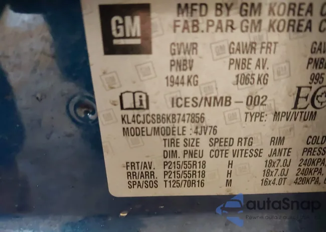 KL4CJCSB6KB747856: 42224207