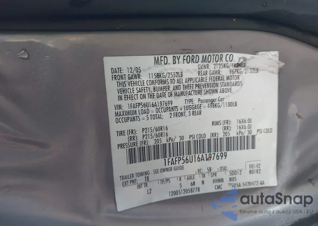 1FAFP56U16A197699: 42224237