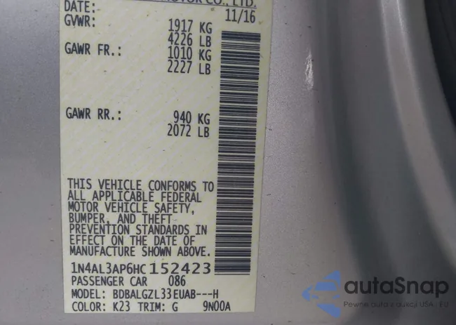 1N4AL3AP6HC152423: 42224369