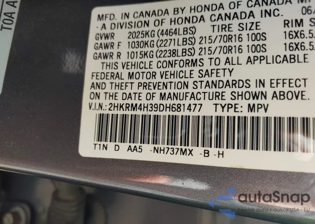 2HKRM4H39DH681477: 42225458