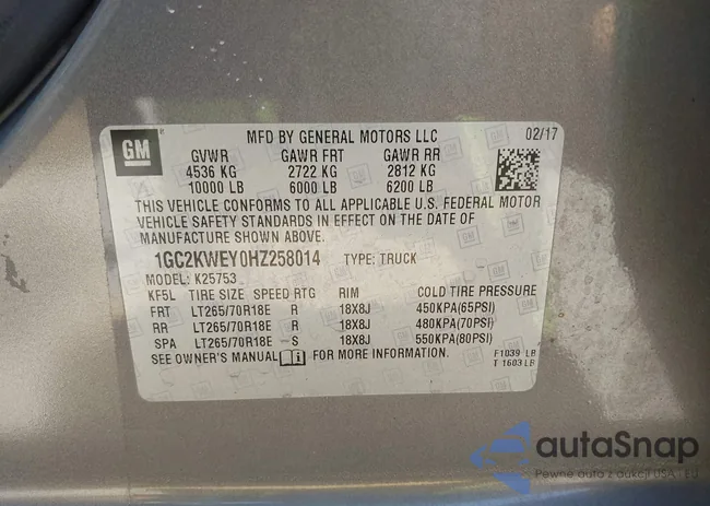 1GC2KWEY0HZ258014: 42225823