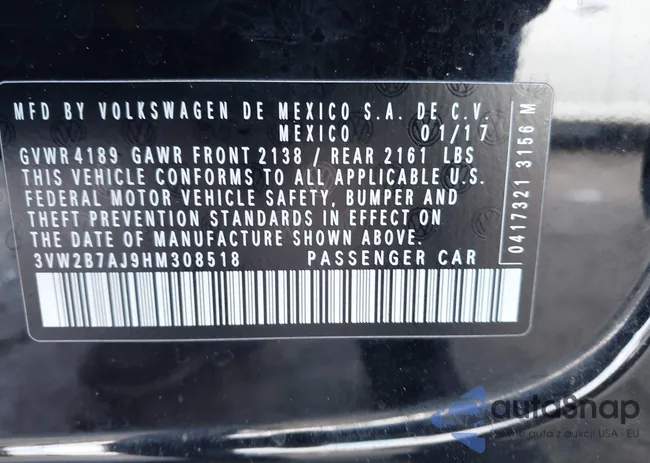 3VW2B7AJ9HM308518: 42225028