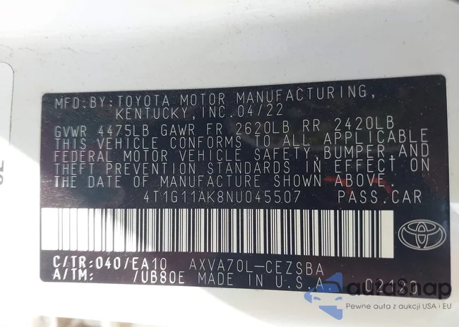 4T1G11AK8NU045507: 42225072