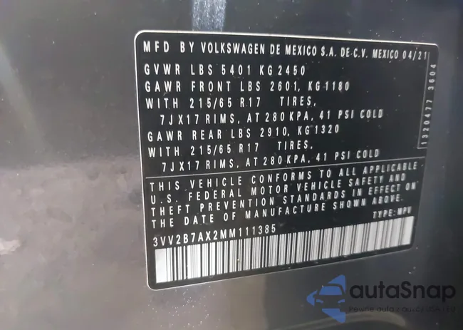 3VV2B7AX2MM111385: 42225116