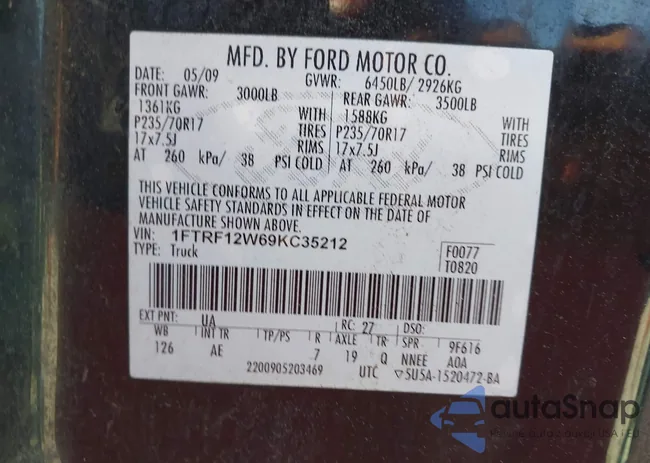 1FTRF12W69KC35212: 42225362