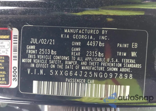 5XXG64J25NG097898: 42226497