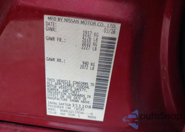 1N4AL3AP3GN351108: 42226925