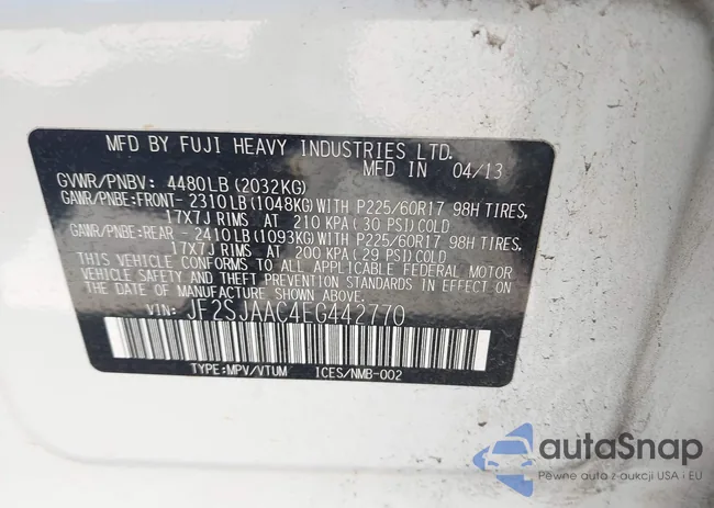 JF2SJAAC4EG442770: 42226930