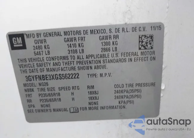 3GYFNBE3XGS562222: 42226940