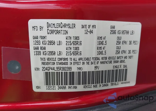 2D4GP44L95R382289: 42226236