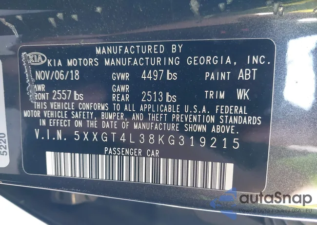 5XXGT4L38KG319215: 42226251