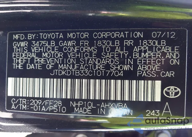 JTDKDTB33C1017704: 42227623