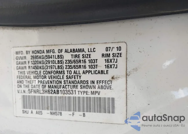 5FNRL3H62AB103531: 42227032