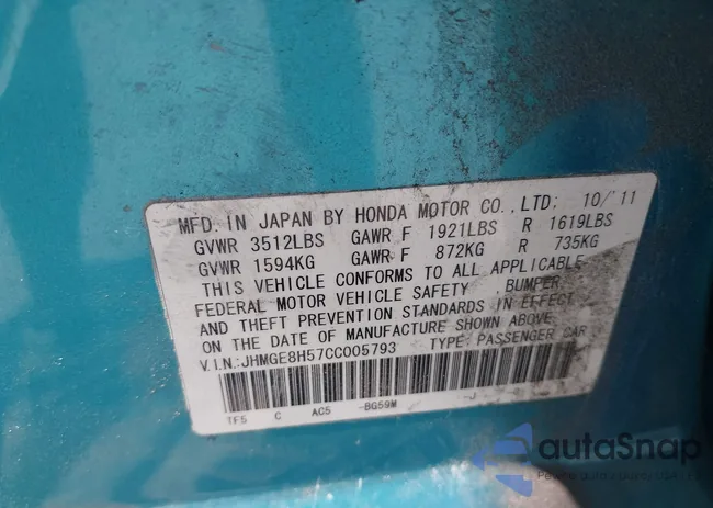 JHMGE8H57CC005793: 42227191