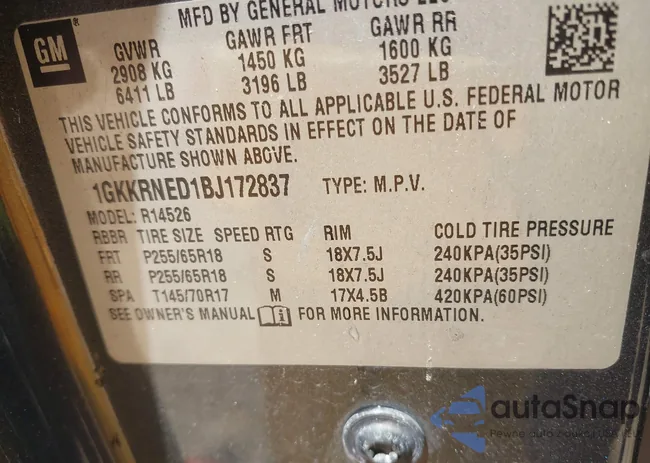 1GKKRNED1BJ172837: 42227376