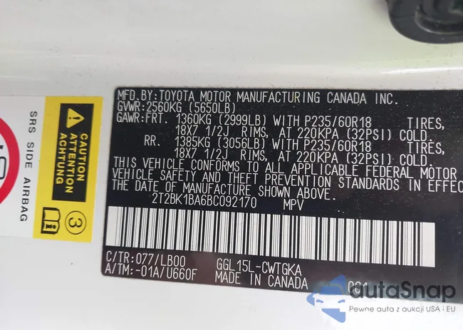 2T2BK1BA6BC092170: 42228576