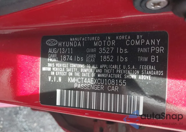 KMHCT4AEXCU108155: 42228629