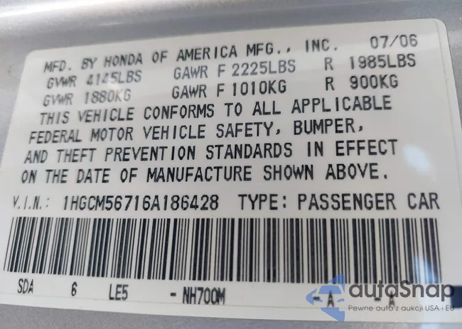 1HGCM56716A186428: 42228830