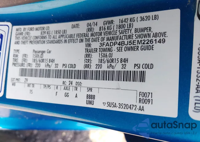 3FADP4BJ5EM226149: 42228021