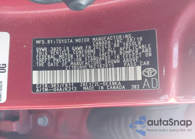 2T1BURHE1KC162813: 42228104