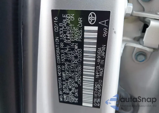 JTDKDTB38G1123233: 42228136