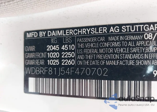 WDBRF81J54F470702: 42228330