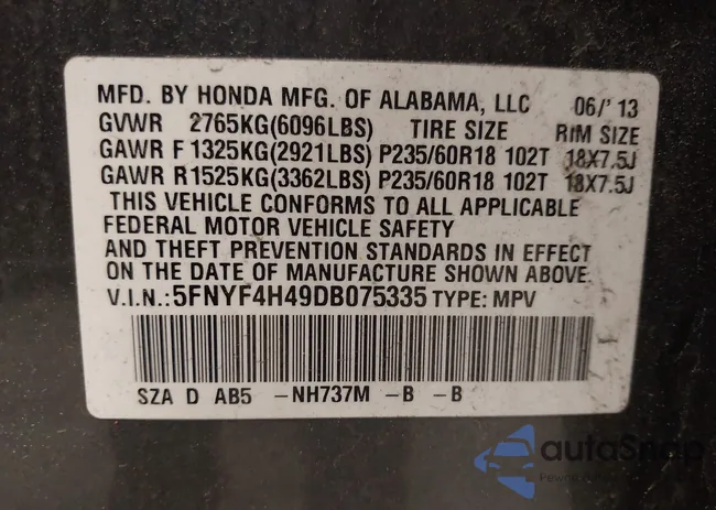 5FNYF4H49DB075335: 42228390