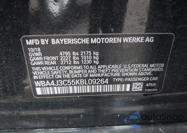 WBA4J3C55KBL09264: 42229455