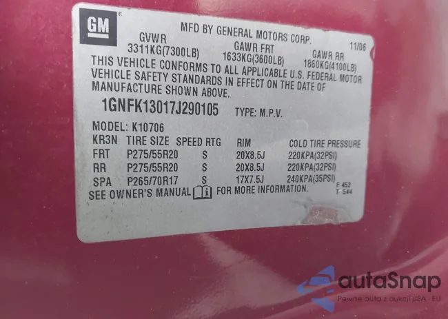 1GNFK13017J290105: 42229754