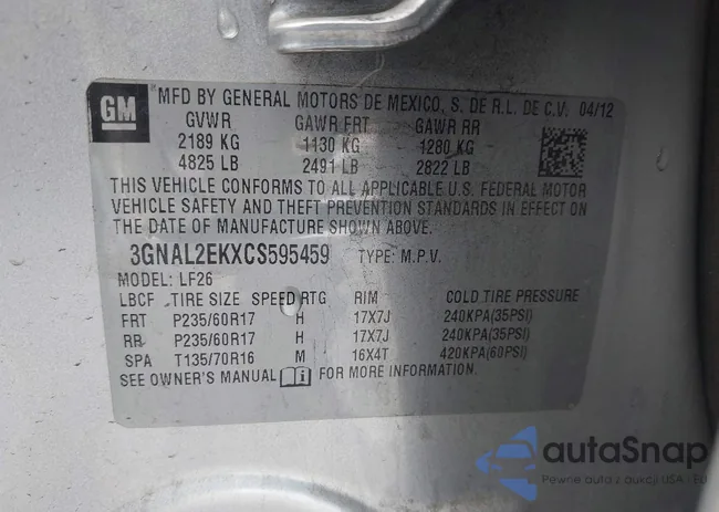 3GNAL2EKXCS595459: 42229188